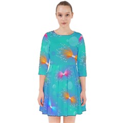 Non Seamless Pattern Blues Bright Smock Dress by Dutashop