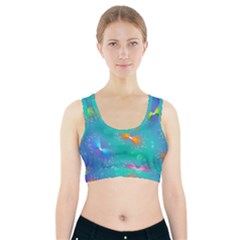 Non Seamless Pattern Blues Bright Sports Bra With Pocket by Dutashop