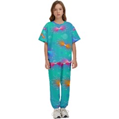 Non Seamless Pattern Blues Bright Kids  T-shirt And Pants Sports Set by Dutashop