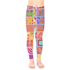 Colourful Abstract Shapes Kids  Classic Winter Leggings by Pakjumat