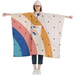 Retro Abstract Geometric Women s Hooded Rain Ponchos by Modalart