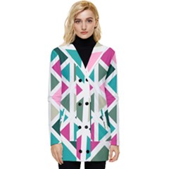 Pattern Geometric Decor Backdrop Button Up Hooded Coat  by Modalart