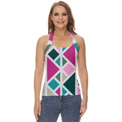 Pattern Geometric Decor Backdrop Basic Halter Top by Modalart