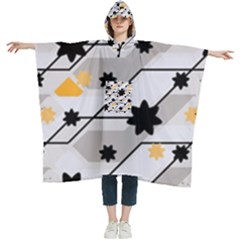 Flower Shape Abstract Pattern Women s Hooded Rain Ponchos by Modalart