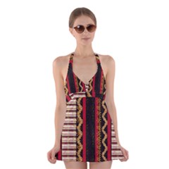 Textile Pattern Abstract Fabric Halter Dress Swimsuit  by Modalart
