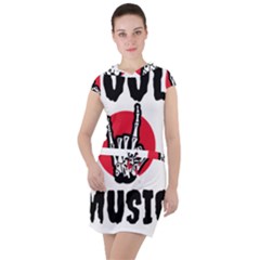 Cool Music Drawstring Hooded Dress by Modalart