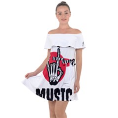 Cool Music Off Shoulder Velour Dress by Modalart