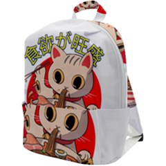 Ramen Cat Noodles Cute Japanes Zip Up Backpack by Modalart