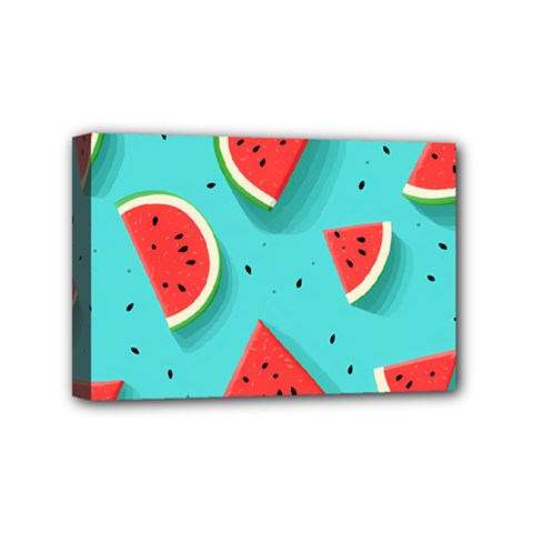 Watermelon Fruit Slice Mini Canvas 6  X 4  (stretched) by Bedest