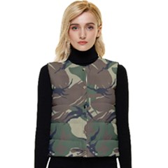 Camouflage Pattern Fabric Women s Button Up Puffer Vest by Bedest