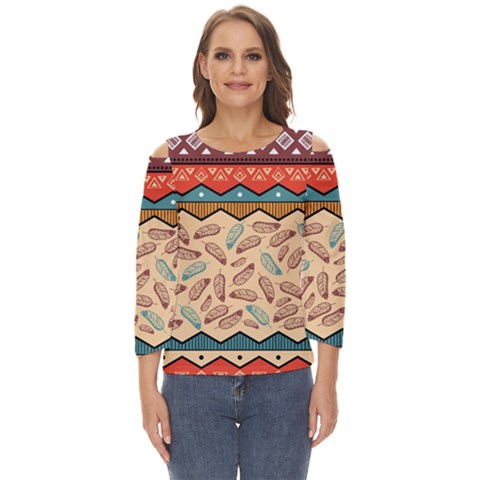 Ethnic-tribal-pattern-background Cut Out Wide Sleeve Top by Apen