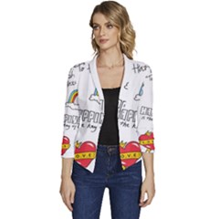 Abstract Fashion Background Suitable Fabric Printing Women s Casual 3/4 Sleeve Spring Jacket by Ndabl3x