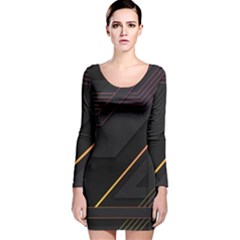 Gradient Geometric Shapes Dark Background Long Sleeve Velvet Bodycon Dress by Ndabl3x