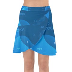 Abstract Classic Blue Background Wrap Front Skirt by Ndabl3x
