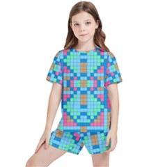 Checkerboard Square Abstract Kids  T-shirt And Sports Shorts Set by Ravend