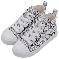 Mandala Drawing Dyes Page Kids  Mid-top Canvas Sneakers by Ravend