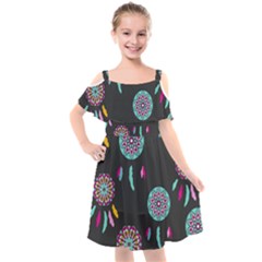 Dreamcatcher Seamless American Kids  Cut Out Shoulders Chiffon Dress by Ravend