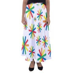 Celebrate Pattern Colorful Design Flared Maxi Skirt by Ravend