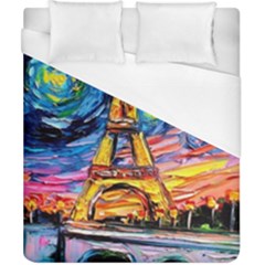 Eiffel Tower Starry Night Print Van Gogh Duvet Cover (california King Size) by Modalart