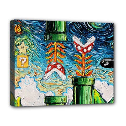 Cartoon Game Games Starry Night Doctor Who Van Gogh Parody Deluxe Canvas 20  X 16  (stretched) by Modalart