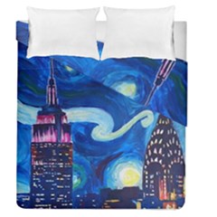 Starry Night In New York Van Gogh Manhattan Chrysler Building And Empire State Building Duvet Cover Double Side (queen Size) by Modalart