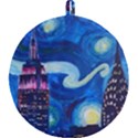 Starry Night In New York Van Gogh Manhattan Chrysler Building And Empire State Building Round Trivet View2