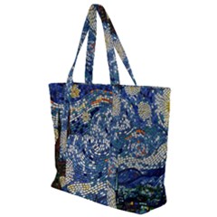 Mosaic Art Vincent Van Gogh Starry Night Zip Up Canvas Bag by Modalart