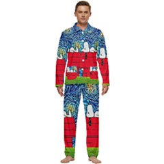 Cartoon Dog Starry Night Van Gogh Parody Men s Long Sleeve Velvet Pocket Pajamas Set by Modalart