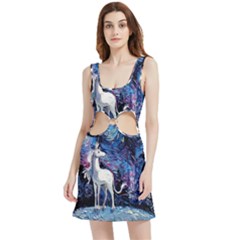 Unicorn Starry Night Print Van Gogh Velour Cutout Dress by Modalart