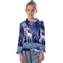 Unicorn Starry Night Print Van Gogh Kids  Frill Detail T-Shirt View1