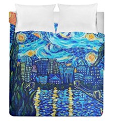 Starry Night Van Gogh Painting Art City Scape Duvet Cover Double Side (queen Size) by Modalart