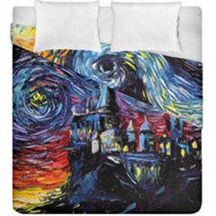 Castle Hogwarts Starry Night Print Van Gogh Parody Duvet Cover Double Side (king Size) by Modalart