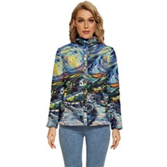 The Great Wall Nature Painting Starry Night Van Gogh Women s Puffer Bubble Jacket Coat by Modalart