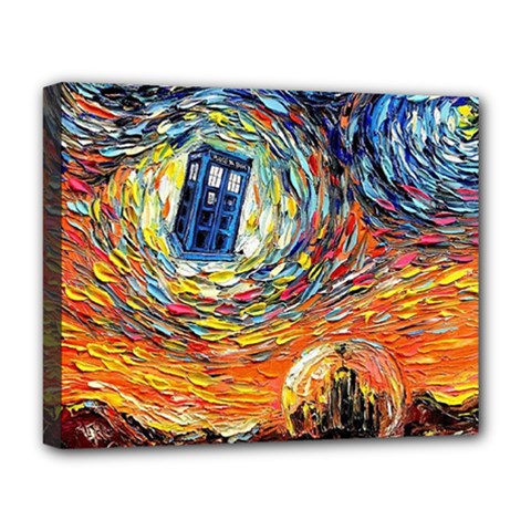 Tardis Starry Night Doctor Who Van Gogh Parody Deluxe Canvas 20  X 16  (stretched) by Modalart