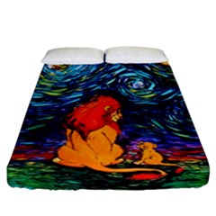 Lion Art Starry Night Van Gogh Fitted Sheet (california King Size) by Modalart