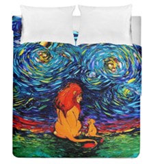 Lion Art Starry Night Van Gogh Duvet Cover Double Side (queen Size) by Modalart