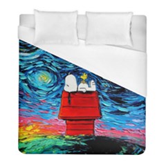 Red House Dog Cartoon Starry Night Duvet Cover (full/ Double Size) by Modalart