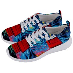 Red House Dog Cartoon Starry Night Men s Lightweight Sports Shoes by Modalart