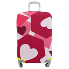 Pink Hearts Pattern Love Shape Luggage Cover (medium) by Pakjumat