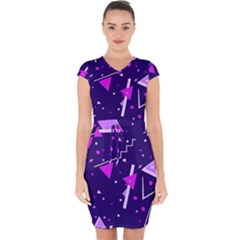 Memphis Pattern Geometric Abstract Capsleeve Drawstring Dress  by Pakjumat