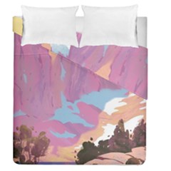 Pink Mountains Grand Canyon Psychedelic Mountain Duvet Cover Double Side (queen Size) by Modalart