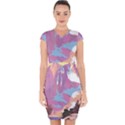 Pink Mountains Grand Canyon Psychedelic Mountain Capsleeve Drawstring Dress  View1