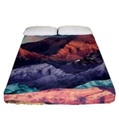 Adventure Psychedelic Mountain Fitted Sheet (queen Size) by Modalart