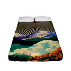 Surreal Art Psychadelic Mountain Fitted Sheet (full/ Double Size) by Modalart