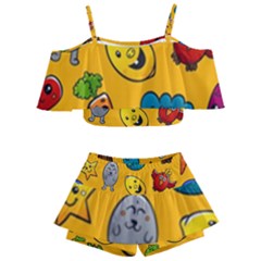 Graffiti Characters Seamless Ornament Kids  Off Shoulder Skirt Bikini by Bedest