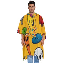 Graffiti Characters Seamless Ornament Men s Hooded Rain Ponchos by Bedest