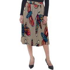 Tattoos Colorful Seamless Pattern Classic Velour Midi Skirt  by Bedest