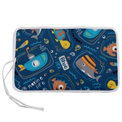 Seamless Pattern Vector Submarine With Sea Animals Cartoon Pen Storage Case (s) by Bedest