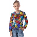 Graffiti Characters Seamless Pattern Kids  Long Sleeve T-Shirt with Frill  View1