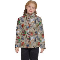 Tattoo Pattern Kids  Puffer Bubble Jacket Coat by Bedest